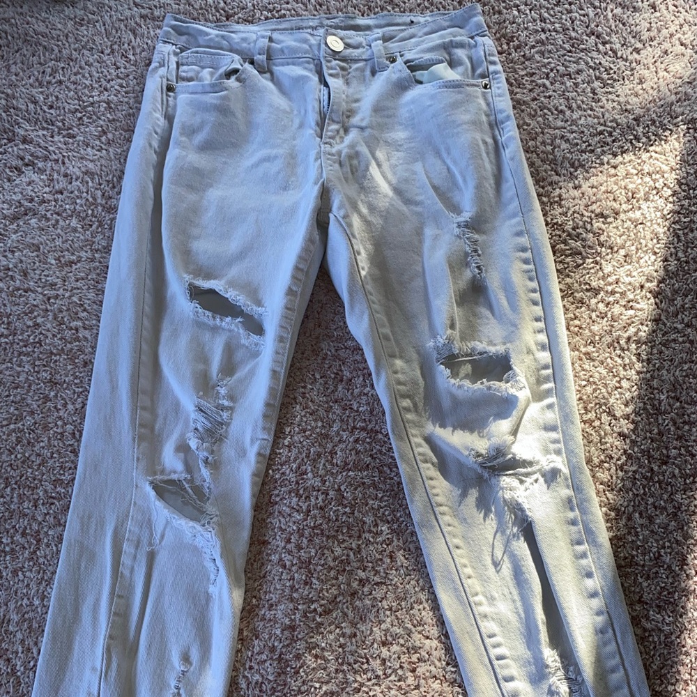 Rue21 White Distressed Skinny Jeans